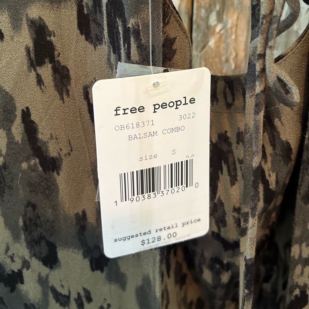 Free People Fake Love Printed mini dress in Balsam (Black) size small - Picture 3 of 7